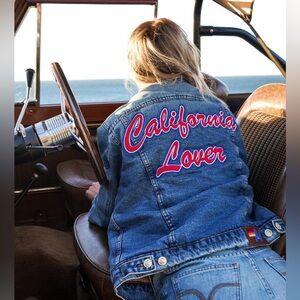 Aviator Nation CALI LOVER RANCH SHERPA DENIM JACKET - VINTAGE size XL NWOT